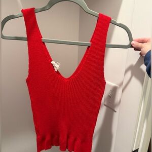 Red Sleeveless Knit Top